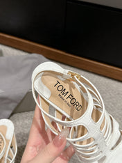 HIGH SANDAL 10 CM IN WHITE CALFSKIN
