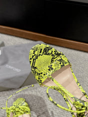 HIGH HEEL 10 CM SANDAL IN NEON YELLOW MIX BLACK CALFSKIN 684356