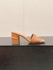 VLOGO SIGNATURE SLIDE SANDAL 60MM IN BRONZE BROWN CALFSKIN