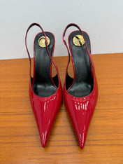 YSL 26S HEELED SLINGBACKS 100 MM IN RED GLOSSY CALFSKIN