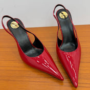 YSL 26S HEELED SLINGBACKS 100 MM IN RED GLOSSY CALFSKIN