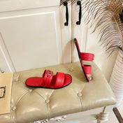 GG SANDAL WITH ROUND INTERLOCKING G IN SCARLET RED CALFSKIN