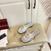 GUCCI 26S SLIDES IN SILVER CALFSKIN