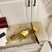 GUCCI 26S SLIDES IN GOLD CALFSKIN