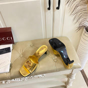 GUCCI 26S HIGH-HEELED SANDALS IN GOLD CALFSKIN WITH GOLD HARDWARE