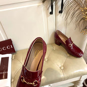 GUCCI 26S HORSEBIT LOAFERS 55 MM IN RED GLOSSY CALFSKIN