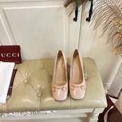 GUCCI 26S HORSEBIT MID-HEEL PUMPS 75 MM IN NUDE PINK CALFSKIN