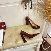 GUCCI 26S HORSEBIT MID-HEEL PUMPS 100 MM IN DARK RED CALFSKIN