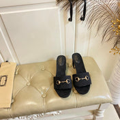 GUCCI 26S HIGH-HEELED SANDALS 65 MM IN BLACK CANVAS