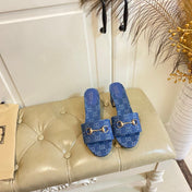 GUCCI 26S HIGH-HEELED SANDALS 65 MM IN BLUE DENIM