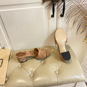 GUCCI 26S HIGH-HEELED SANDALS 65 MM IN CAMEL BROWN CANVAS
