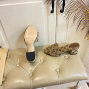 GUCCI 26S HIGH-HEELED SANDALS 65 MM IN DARK BEIGE CANVAS