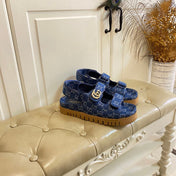 GUCCI 26S SANDALS IN BLUE JACQUARD FABRIC STYLE 2