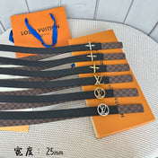 LV CIRCLE 25MM REVERSIBLE BELT IN BROWN DAMIER CALFSKIN GOLD HARDWARE