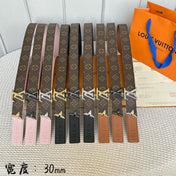 PRETTY LV 30MM REVERSIBLE BELT IN LIGHT PINK CALFSKIN BLACK HARDWARE