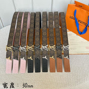 PRETTY LV 30MM REVERSIBLE BELT IN BLACK CALFSKIN SILVER HARDWARE