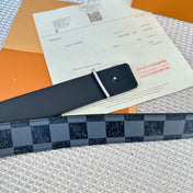 LV 25S BELT 40 MM IN BLACK MIX GREY CALFSKIN 593223