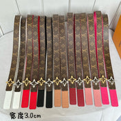 LV  MINI FLOWERGRAM 30MM REVERSIBLE BELT IN BUFF BROWN CALFSKIN GOLD HARDWARE