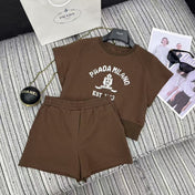 PRADA 25S SHORT-SLEEVE CREW NECK SWEATSHIRT SET 351