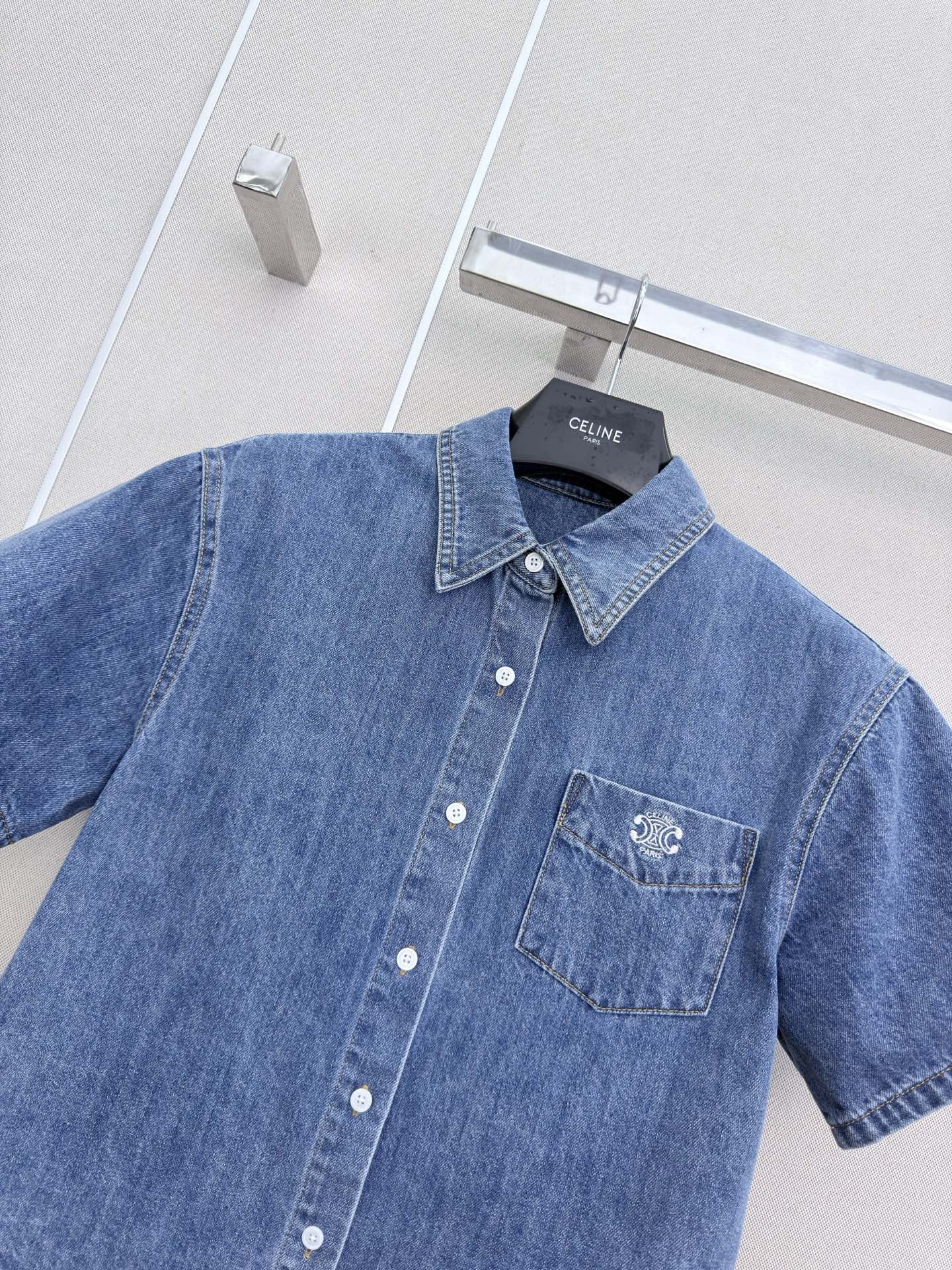 CELINE 26S SHORT SLEEVE DENIM SHIRT 321