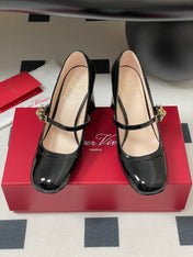 TRÈS VIVIER MARY JANE PUMPS 85MM IN BLACK GLOSSY CALFSKIN