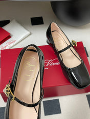 TRÈS VIVIER MARY JANE PUMPS IN BLACK PATENT CALFSKIN