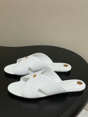 LP CLASSIC CROSS-STRAP SANDALS 25S IN WHITE LAMBSKIN