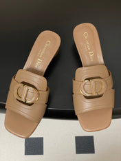 DIOR HIGH HEEL CLASSIC MONTAIGNE 40 MM 25S IN BROWN LAMBSKIN WITH CD LOGO