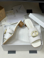 DIOR HIGH HEEL CLASSIC MONTAIGNE 40 MM 25S IN WHITE LAMBSKIN WITH CD LOGO