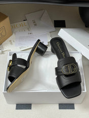 DIOR HIGH HEEL CLASSIC MONTAIGNE 40 MM 25S IN BLACK LAMBSKIN WITH CD LOGO