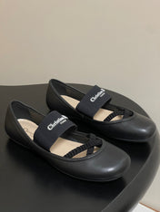 DIOR STRETCH BALLET FLATS 25S IN BLACK LAMBSKIN
