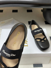 DIOR STRETCH BALLET FLATS 25S IN BLACK LAMBSKIN