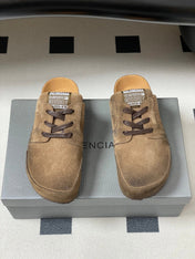 BALENCIAGA 25S MULES BIRKENSTOCK IN CARAMEL BROWN SUEDE