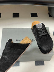 BALENCIAGA 25S MULES BIRKENSTOCK IN BLACK SUEDE