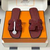 HM 25S ORAN SANDAL IN DARK RED SUEDE AND LAMBSKIN