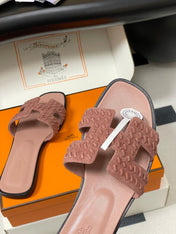 HM 25S ORAN SANDAL IN PEACHY PINK SUEDE AND LAMBSKIN