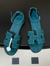 HM 25S SANTORINI SANDAL IN DARK BLUE SUEDE AND LAMBSKIN
