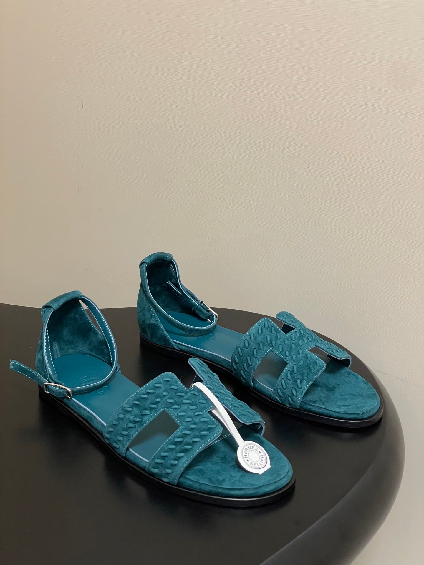 HM 25S SANTORINI SANDAL IN DARK BLUE SUEDE AND LAMBSKIN