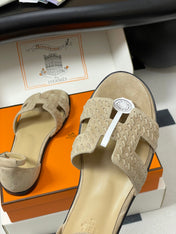 HM 25S SANTORINI SANDAL IN BEIGE SUEDE AND LAMBSKIN