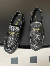 DIOR 25S BOY PLATFORM LOAFERS IN BLACK MIX WHITE TWEED AND LAMBSKIN