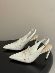 DIOR 25S BOY SLINGBACK HIGH HEELS 85 MM IN WHITE LAMBSKIN