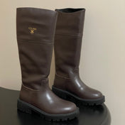 CELINE 26S MARGARET HIGH BOOTS IN DARK BROWN CALFSKIN