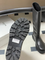 CELINE 26S MARGARET HIGH BOOTS IN BLACK CALFSKIN