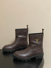 CELINE 26S MARGARET ANKLE BOOTS IN DARK BROWN CALFSKIN