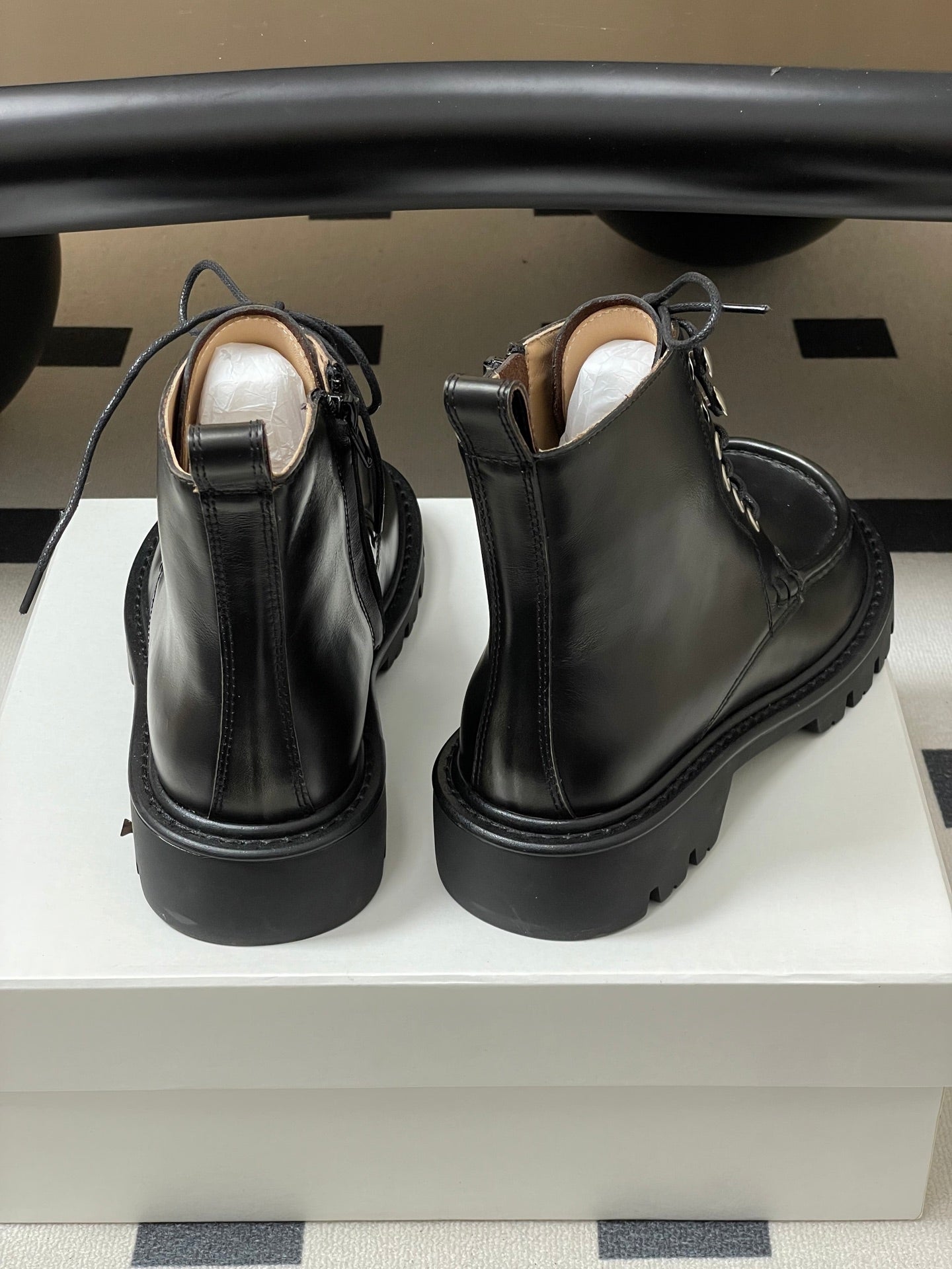 LOEWE 26S ANKLE BOOTS IN DARK OLIVE GRAY CALFSKIN