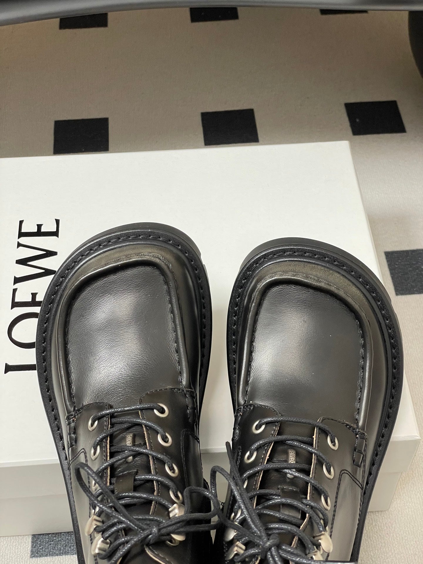 LOEWE 26S ANKLE BOOTS IN DARK OLIVE GRAY CALFSKIN