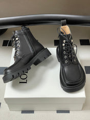 LOEWE 26S ANKLE BOOTS IN BLACK CALFSKIN