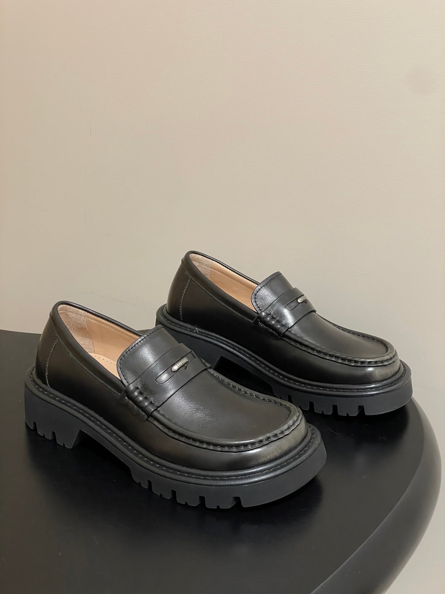 LOEWE 26S LOAFER IN DARK OLIVE GRAY CALFSKIN