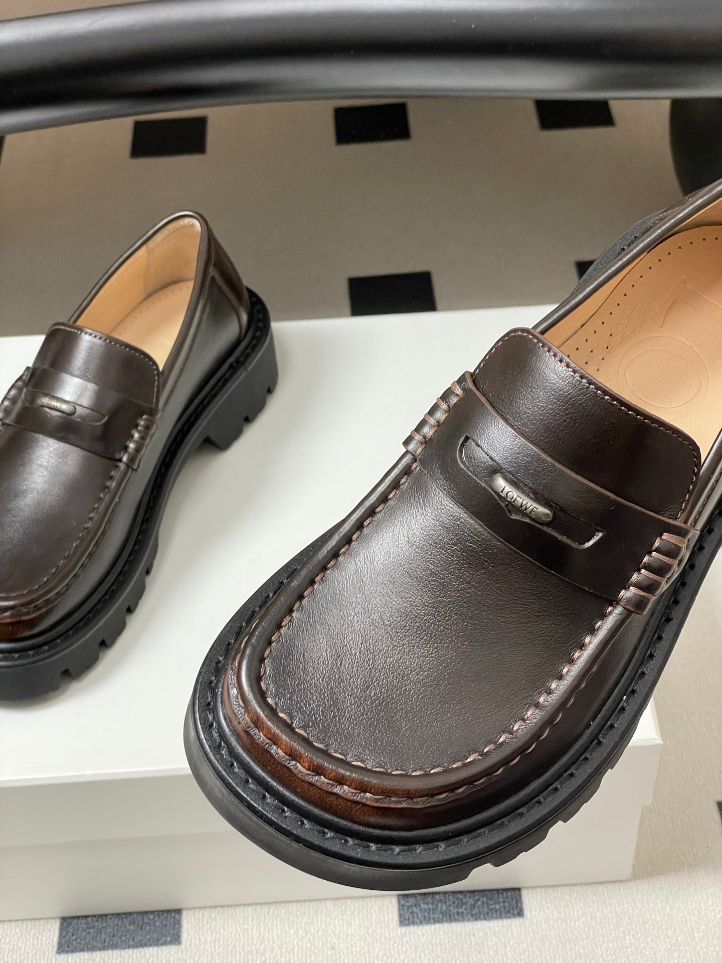 LOEWE 26S LOAFER IN DARK BROWN CALFSKIN