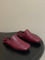 CELINE 26S ELASTIC-BACK FLAT SHOES IN DARK RED LAMBSKIN